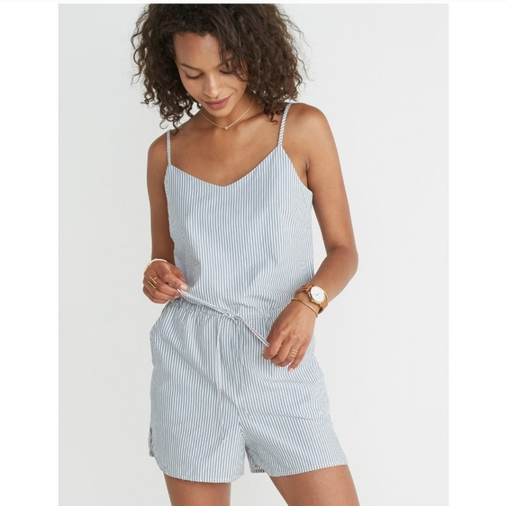 Marine Layer Blue and White Striped Jumpsuit